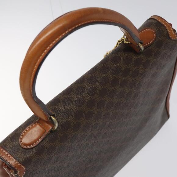 CELINE Macadam Canvas Hand Bag Pvc Leather Brown Gold - Picture 6 of 13